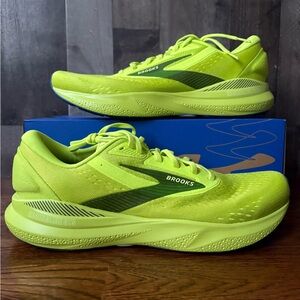 BROOKS Adrenaline GTS 24 Running Shoes Mens Size D Acid Lime Navy.